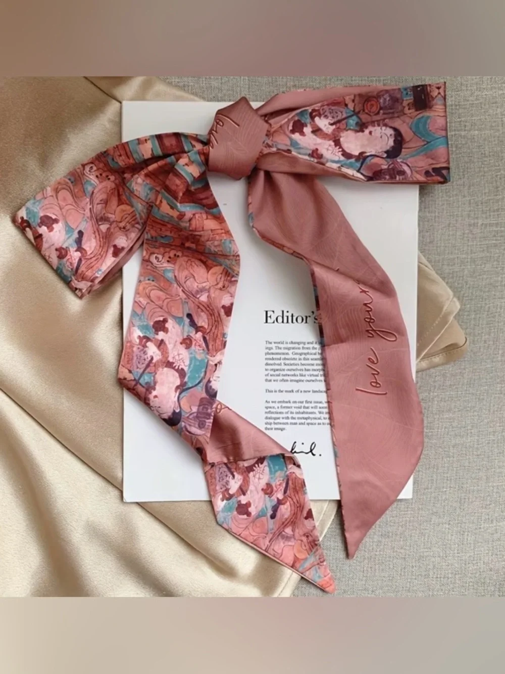 NWT Twilly Scarf Set Art Print Hair Purse Bag Tie Boho Luxe Y2K